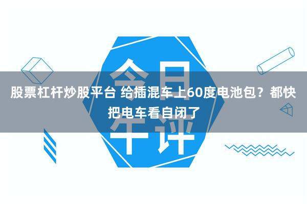 股票杠杆炒股平台 给插混车上60度电池包？都快把电车看自闭了