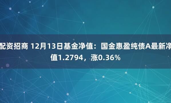 配资招商 12月13日基金净值：国金惠盈纯债A最新净值1.2794，涨0.36%