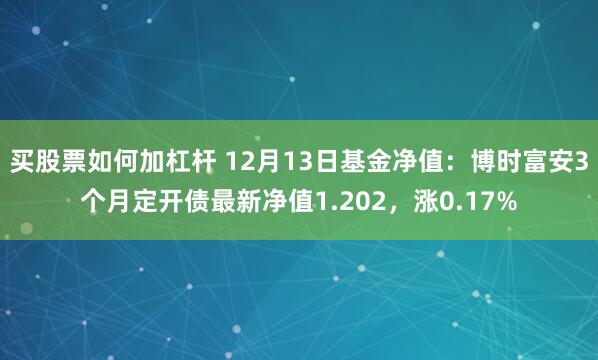 买股票如何加杠杆 12月13日基金净值：博时富安3个月定开债最新净值1.202，涨0.17%