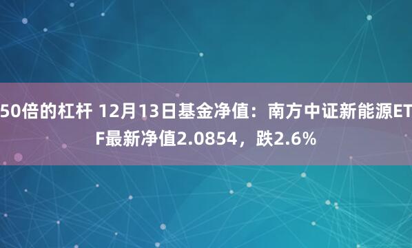 50倍的杠杆 12月13日基金净值：南方中证新能源ETF最新净值2.0854，跌2.6%