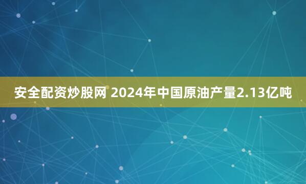 安全配资炒股网 2024年中国原油产量2.13亿吨