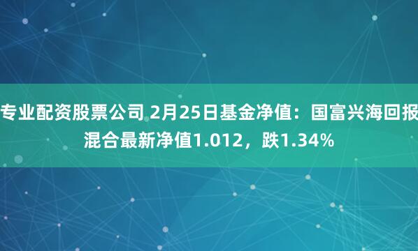 专业配资股票公司 2月25日基金净值：国富兴海回报混合最新净值1.012，跌1.34%